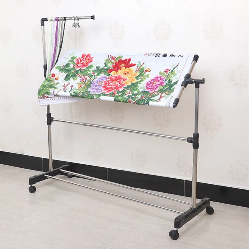 Stainless Steel Cross Stitch Frame tool Adjustable Chinese Cross Stitch Embroidery Floor Stand & Clothes Hanger stand Household