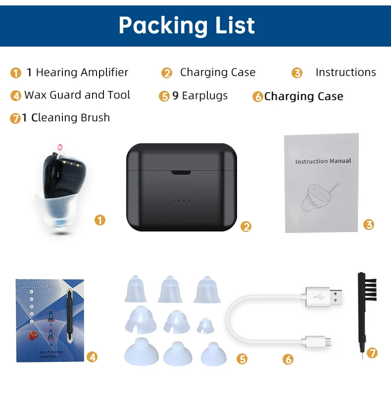 Rechargeable Hearing Aids Digital 4 Channels Portable Sound Amplifier 5 Colors Invisible SR41 Adjustable Audifonos