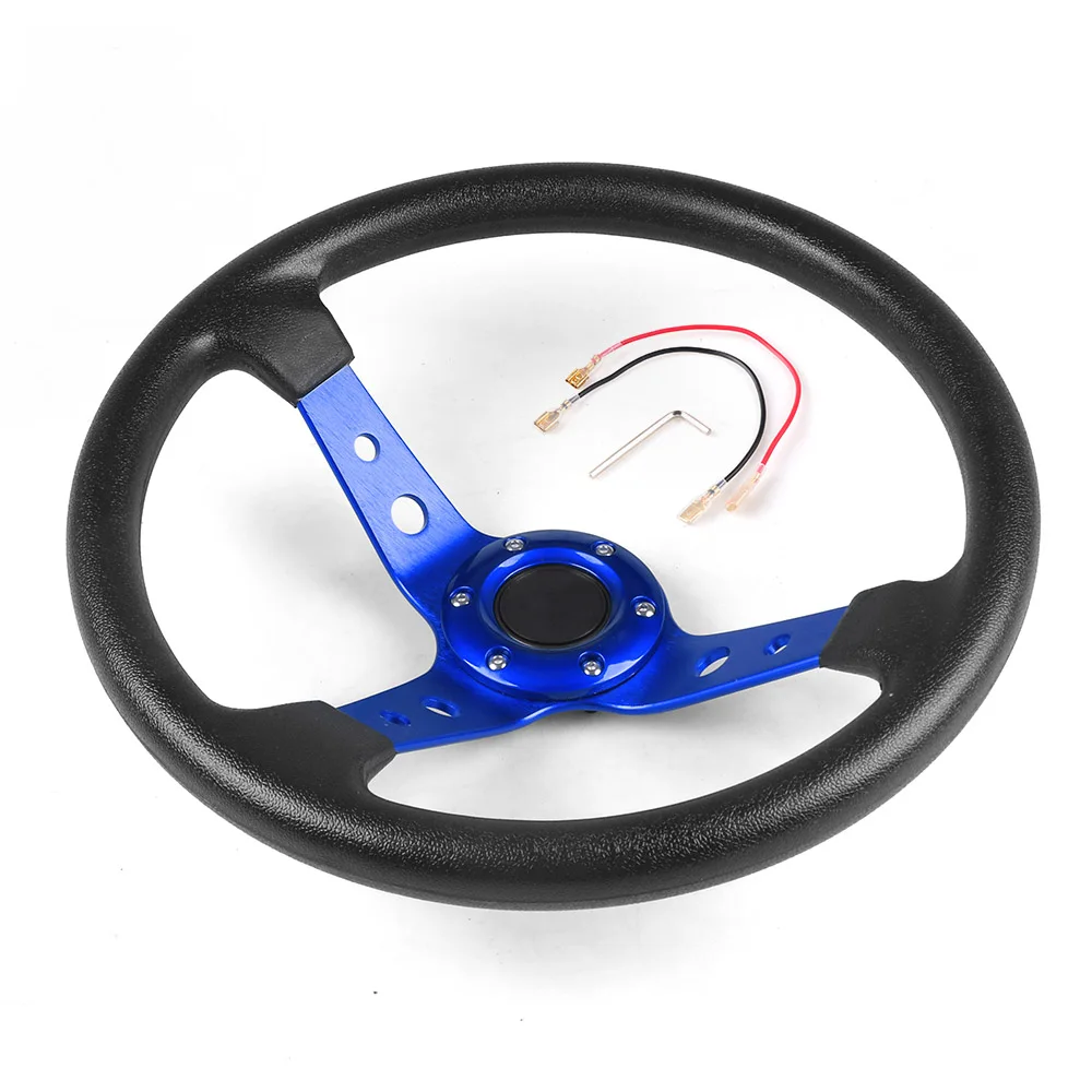 14inch 350mm Racing PU Leather Steering Wheel Aluminum Alloy Deep Corn Dish Sport Drifting Steering Wheels Universal