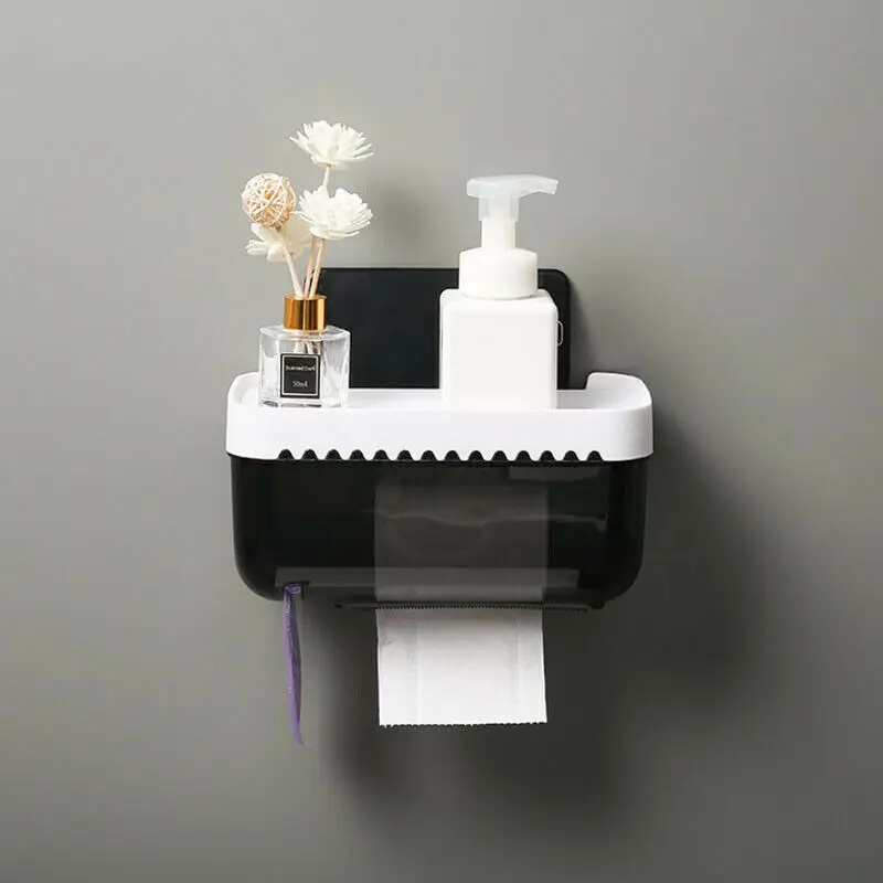 Bathroom Toilet Paper towel Holder Wall Mount Plastic WC Toilet Paper Holder with Storage Shelf Rack Paper Storage Box Dropship