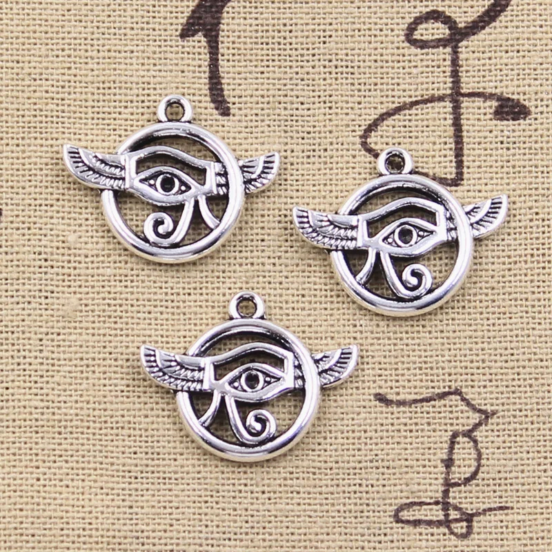 10pcs Charms Eye Of Horus Wings 19x24mm Antique Silver Color Pendants DIY Crafts Making Findings Handmade Tibetan Jewelry