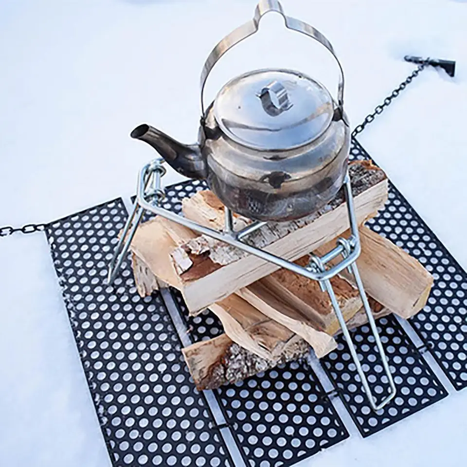 Support De Gril De Camp Pliable En Acier Inoxydable - Grille Feu De Camp Pour BBQ, Pique-Nique, Randonnée - Jusqu'à 20 Kg