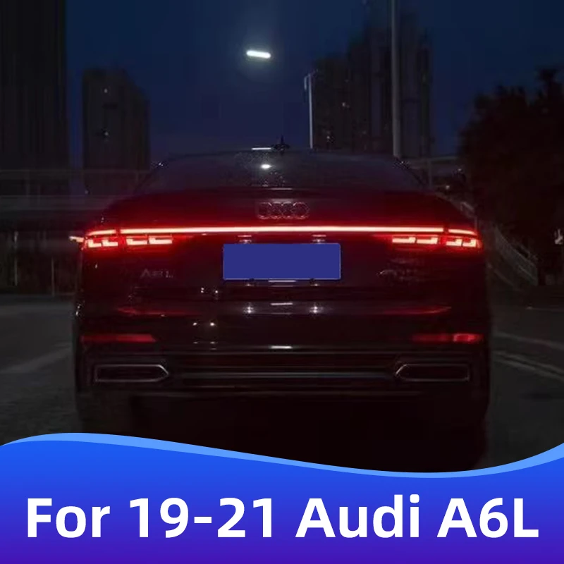 For 2019-2021 Audi A6L taillight assembly modified C8 marquee breathing dynamic streamer penetrating full LED rear taillight