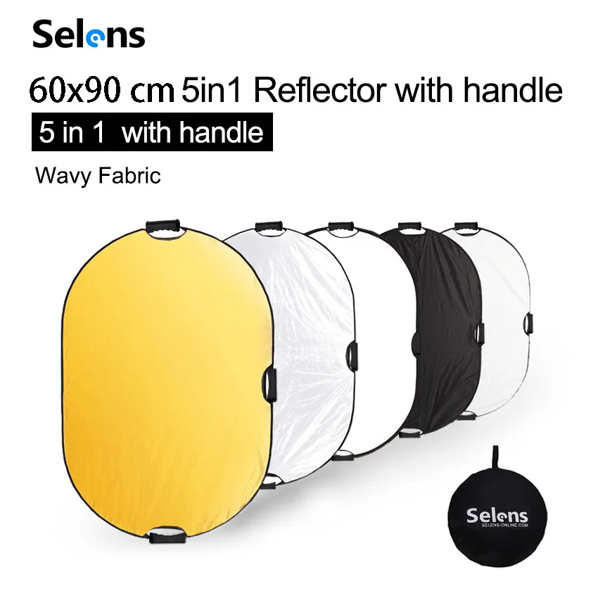 Selens 5in1 Portable Reflector 80x120cm Collapsible Multi-Disc Light Diffuser with Carrying Bag For Photography Accessories