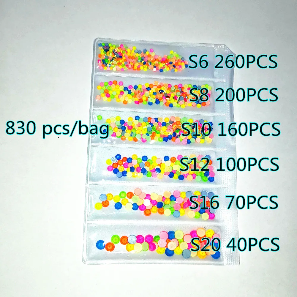 ss6-ss20 Mixed Size Luminous Neon Non Hotfix Rhinestone Flatback Fluorescent Rhinestones Crystal Glue On Flash 3D Nails Art