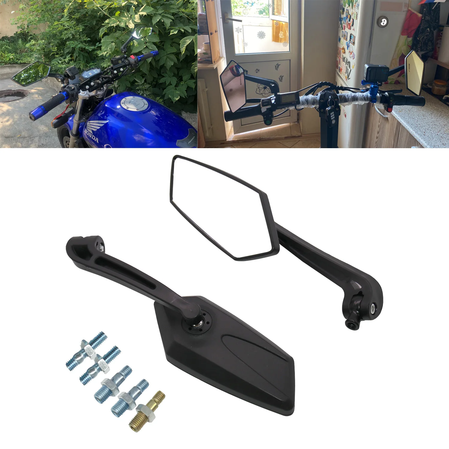 Universial 8mm 10mm ABS Plastic Rearview Mirrors Rotatable Side Mirrors Rear View Mirrors Motorcycle Accessories