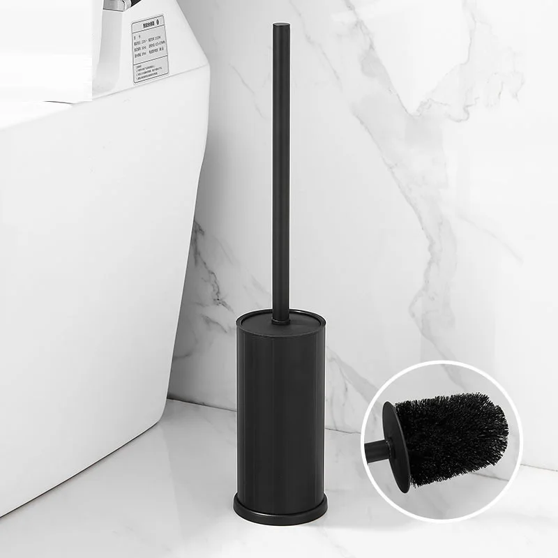 

MTTUZK Floor-standing matt black toilet brush set cleaning brush Creative toilet brush holder White Space aluminum toilet brush