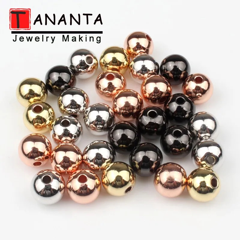 Round Ball Metal Beads Brass Copper Spacer Loose Beads For Jewelry Making Diy Charms Bracelet Necklace 3 4 5 6 8 mm Wholesale