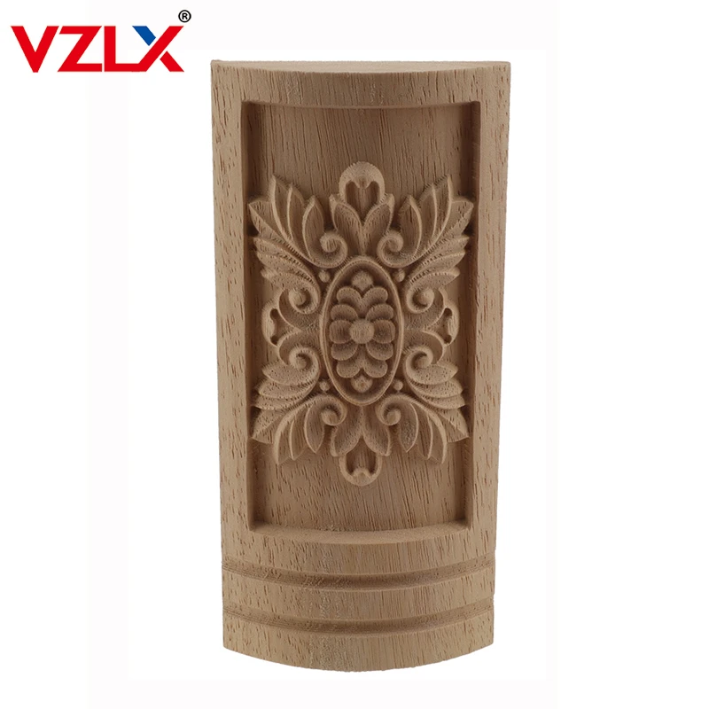 VZLX Curved Wooden Column Decal Supply European-style Applique Real Wood Carving Accessories Wholesale And Retail Woodcarving