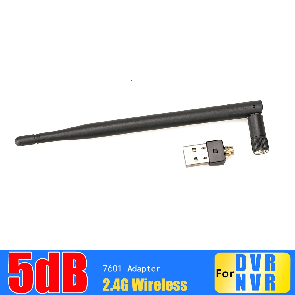 Wifi adaptador 5db antena 150mbps lan placa de rede sem fio portátil usb 7601 chip para ahd dvr