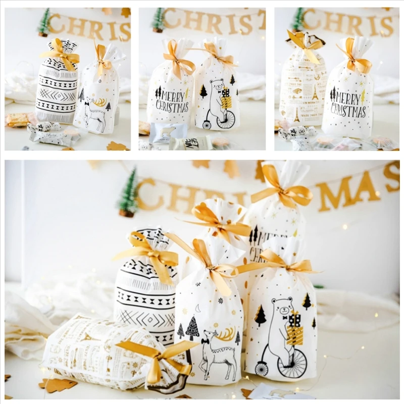 Christmas Gift Bags cookie bag Christmas Bag Presents Santa Candy Gift Box Packaging Christmas Decorations New Year Present