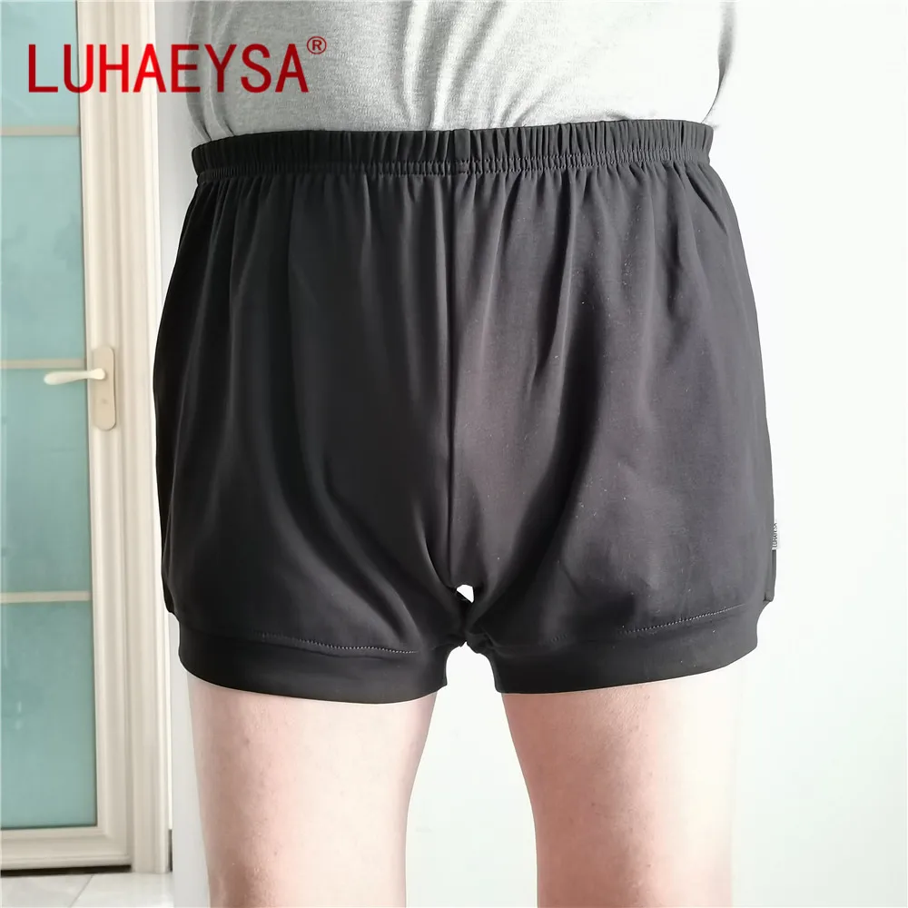 LUHAYESA – short Iyengar élastique pour homme, vêtement professionnel de bonne qualité, 95% coton, bleu marine, plus épais