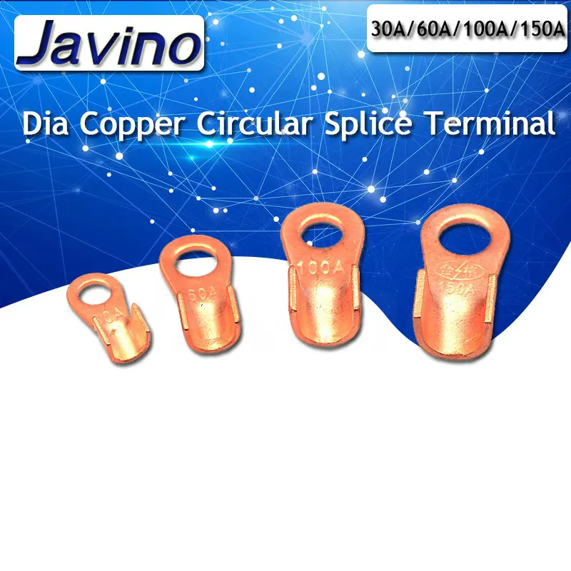 5PCS 30A 60A 100A 150A Dia Copper Circular Splice Terminal Wire Naked Connector Battery Cable