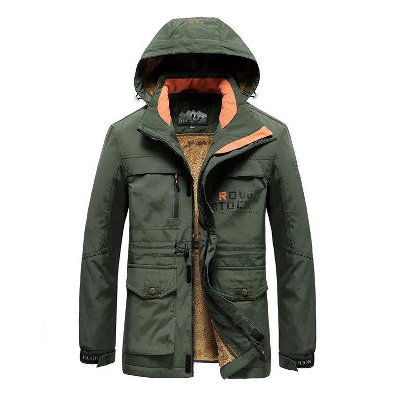 

Waterproof Outdoor Jacket Men Winter Jacket Coat Hooded Hiking Thick Warm Fleece Jacket Military Windbreaker Man Plus Size M-5XL