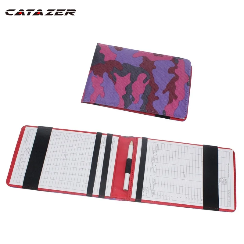 

Catazer Popular Golf Score Card Holder Easy Carry Golf Gifts with Green and Black for Choice Genuine Leather