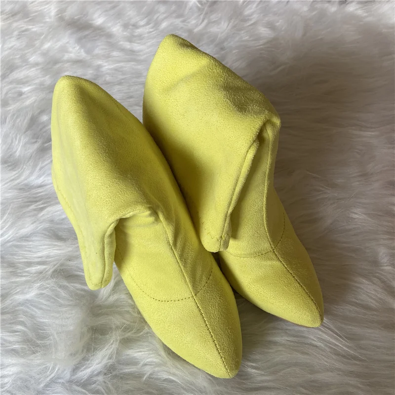 2023 Plus Size 32-48 Women Fetish Sock Boots 10cm High Heels Stiletto Heels Purple Yellow Neon Green Ankle Booties Peach Shoes