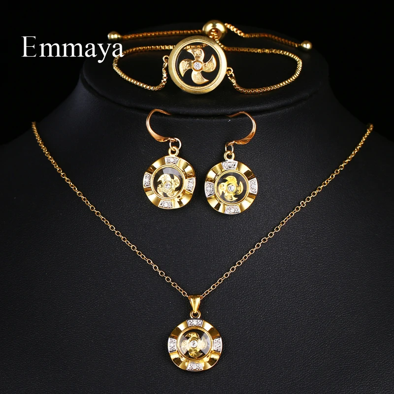 Emmaya Ingenious Design Fan-shape Jewellry Sets For Female In Bridal Party Eye-catching Necklace Earring Bracelet Fashion Trend