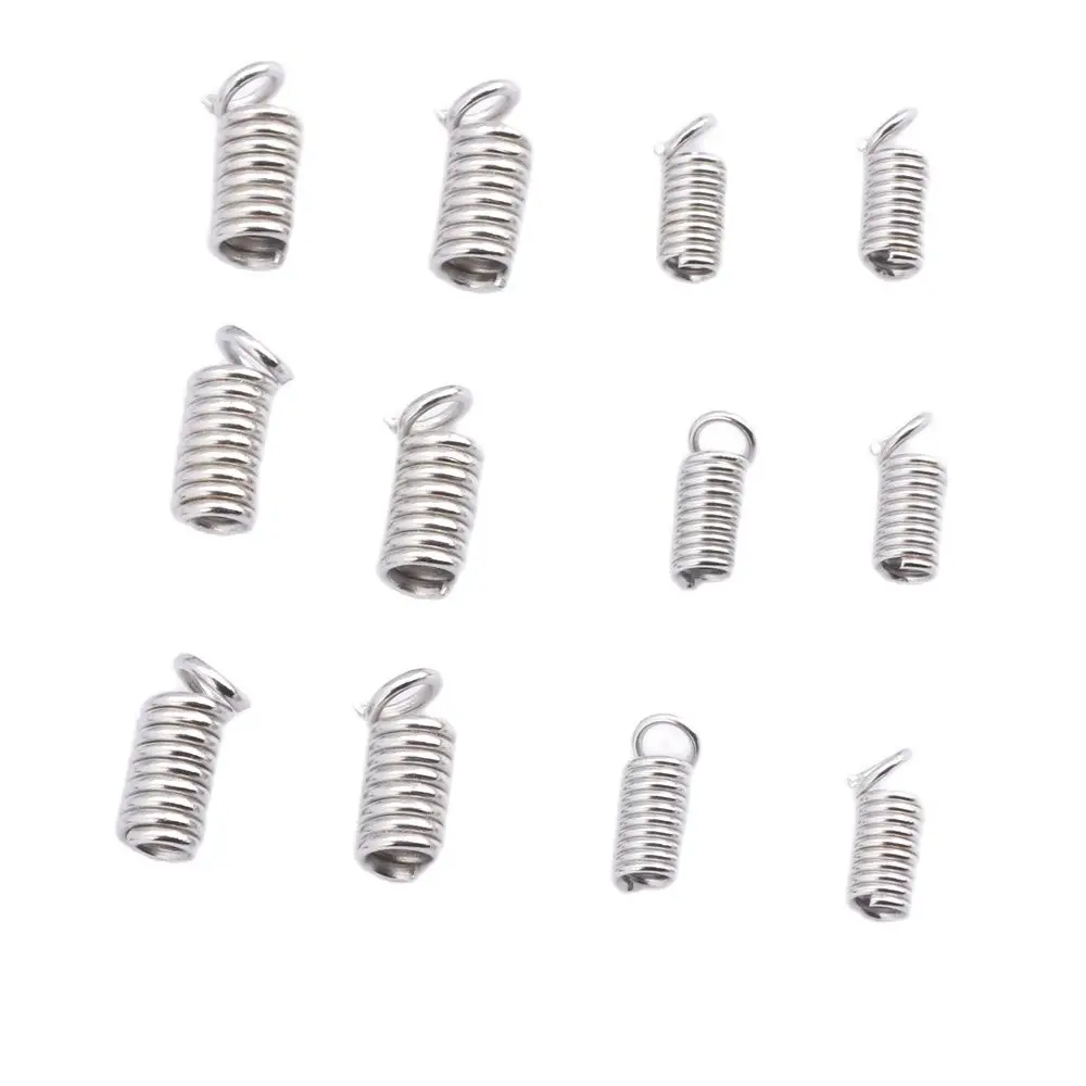 50PCS/LOT Inside 2/2.2/2.5/3/4/5.5MM Leather Cord Spring Clip Bracelet Necklace Crimps End Clasp Fastener DIY Jewelry Making