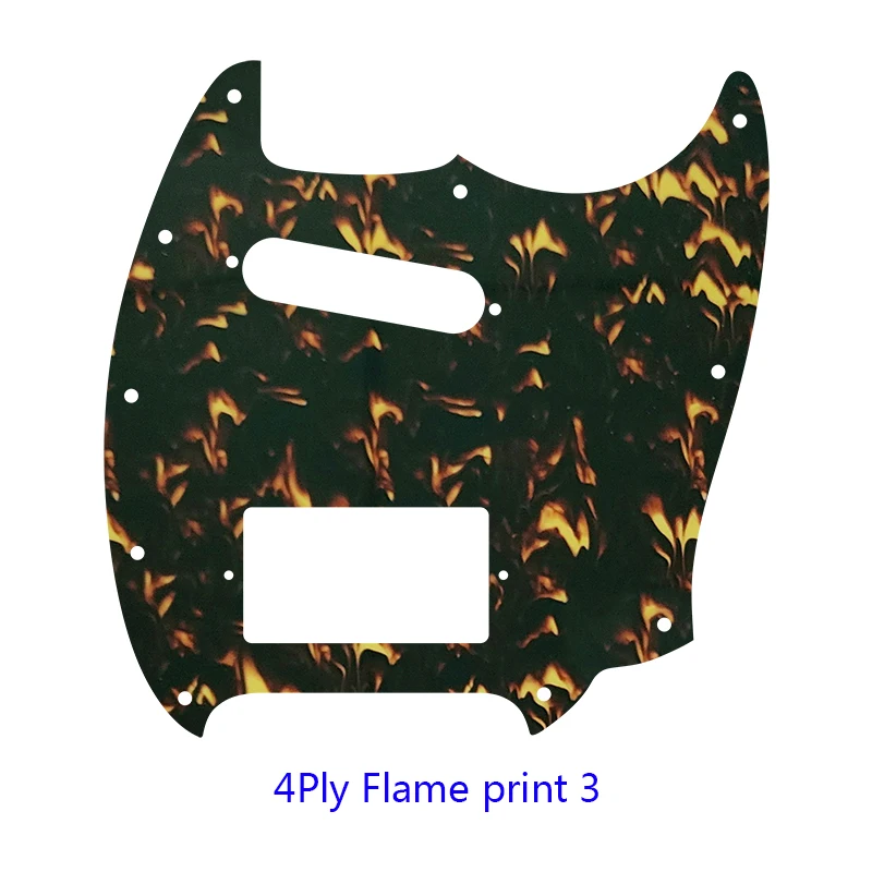 Feiman Guitar Parts For FD US 10 Scwer Holes Mustang Guitar Pickguard With Singe Pick And Humbucker Scratch Plate Flame Pattern