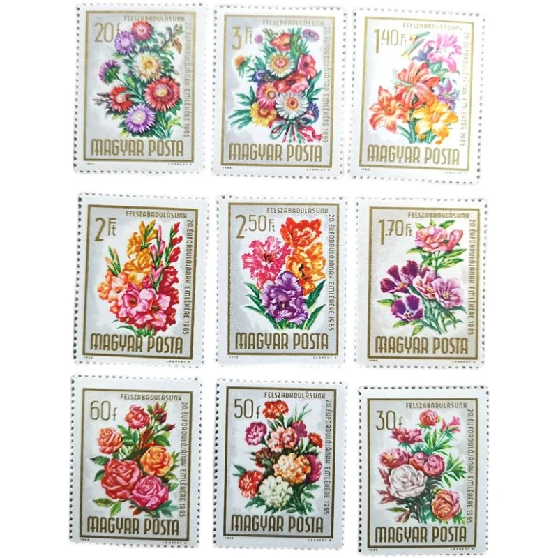 9Pcs/Set New Hungary Post Stamp 1965 Victory Flowers Stamps MNH