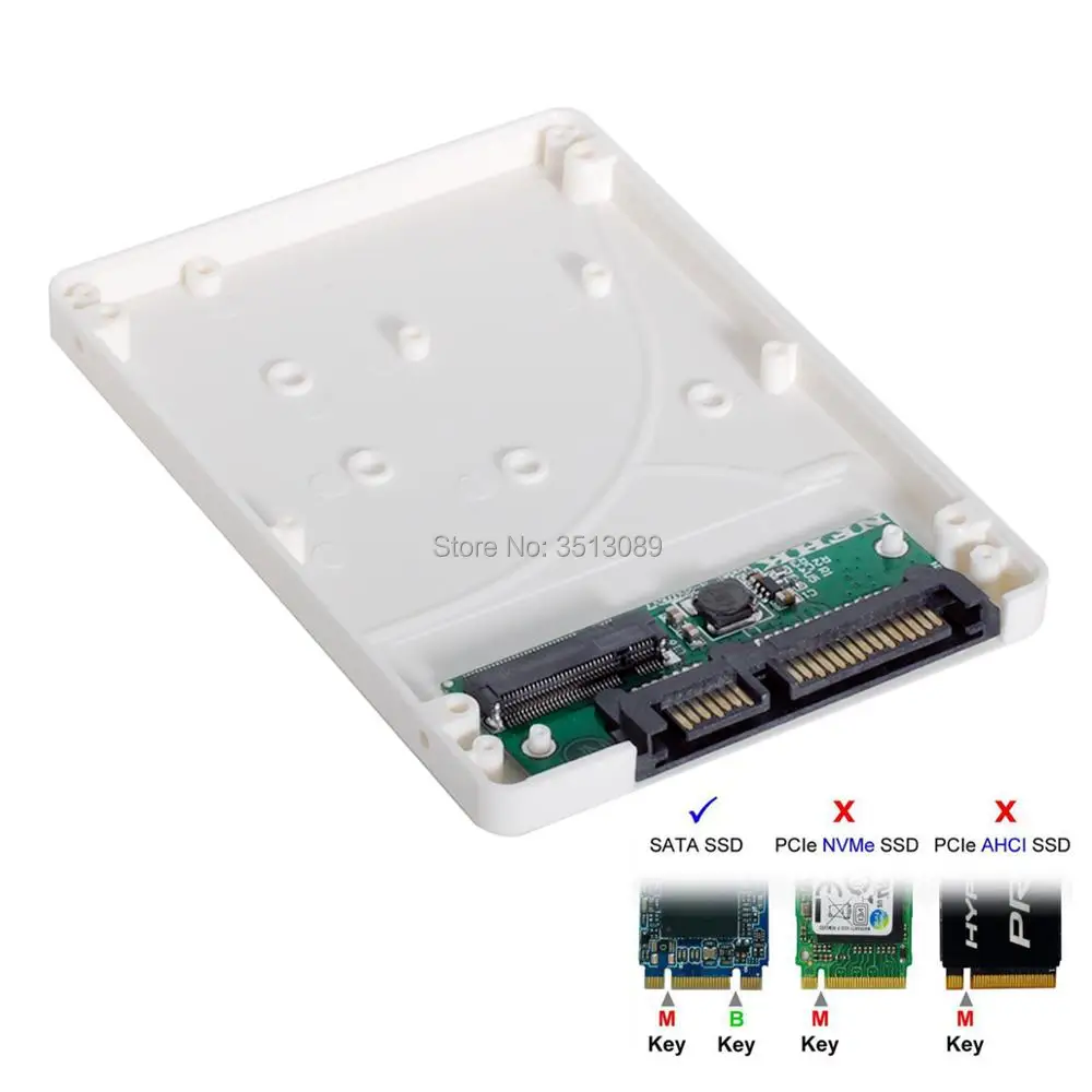 

Адаптер карты адаптера B+M Key M.2 NGFF SSD на 2,5 SATA с белым корпусом