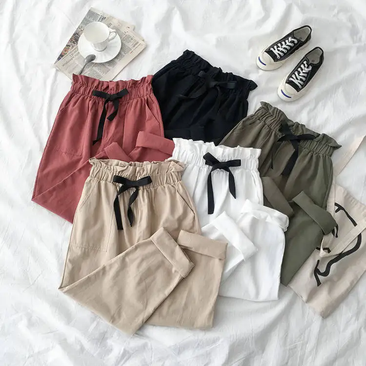 

Women Pants 2021 Spring Autumn Pants Women Loose Casual High Waist Bud Ankle Length Cargo Pants Pantalones De Mujer