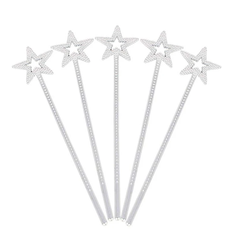 5pcs/pack Girls Princess Costume Props Star Magic Wand Angel Fairy Wands Star Fairy Sticks Star Shaped Princess Wands