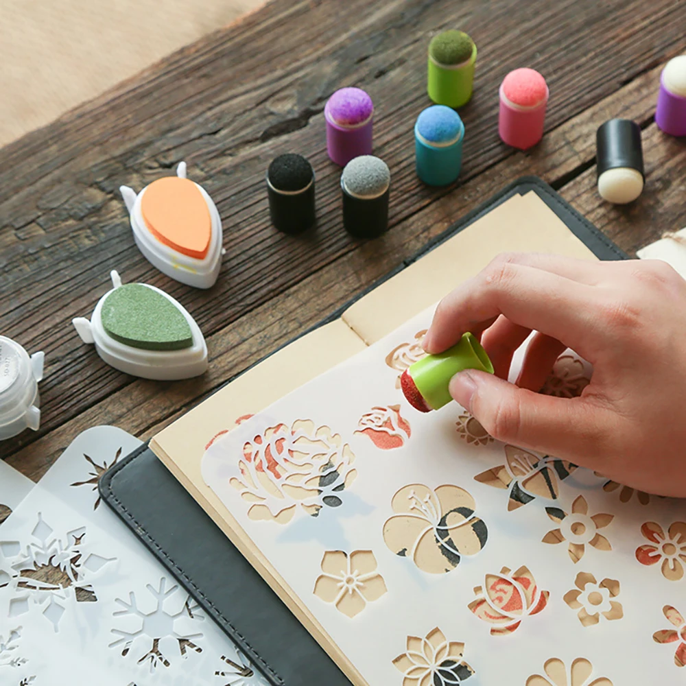 Creative Colorful Makeup Finger Sponge Ink Pad Tools for Painting Ink Pad Stamping Diary Album Art Tools Stationery
