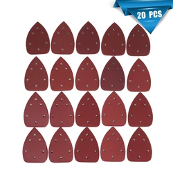 140*90*mm 6Hole Sanding Sheets Triangle Red Sandpaper Hook & Loop 40 -1000 Grits Abrasive Sanding Disc For Wood Sanding(20 Pcs)