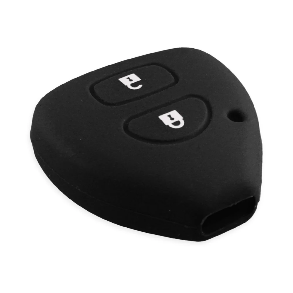 KEYYOU-funda de silicona para llave de coche, carcasa para mando a distancia de 2 botones, para TOYOTA Corolla, Hilux, Vitz, Rav4, Aqua Camry