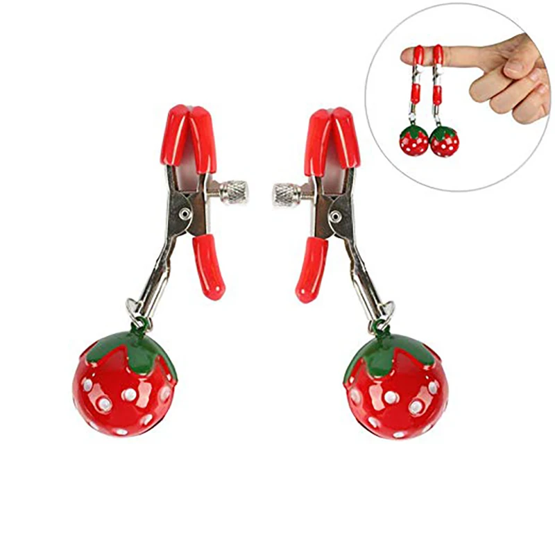 Red Strawberry Women Sexy Cute Adjustable Nipple Clamp Breast Toys Handmade 1 Pair For Couples Cosplay Costumes Accessories New