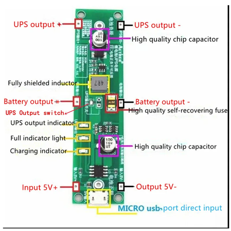 5V Micro USB step-up 18650 Lithium Battery Charging Protection Board boost converter ups uninterruptible power supply module