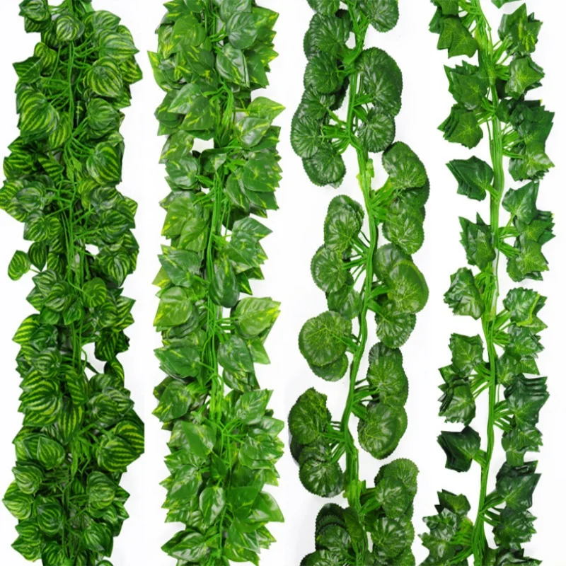 2 m green silk artificial Hanging ivy leaf garland plants vine leaves 1Pcs diy For Home Wedding decoration Garden Party Decor