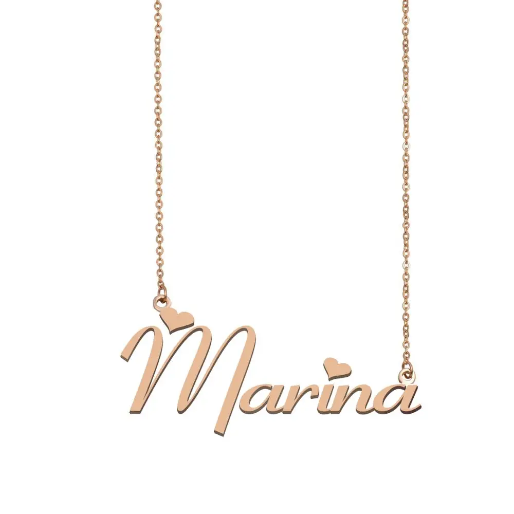 

Marina Name Necklace Customize Nameplate Pendant for Women Girls Best Friends Birthday Wedding Christmas Mother Days Gift