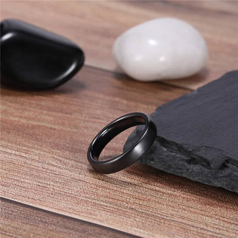Unisex Brushed Black Ceramic Wedding Ring, Tigrade Design