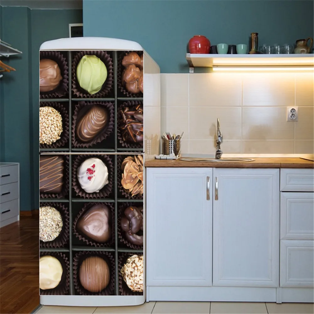 Ice Cream Ball Painted Fridge Wrap Kitchen Restaurant Refrigerator Door Sticker Drinks Wall Mural Home Decor Vinyl Freezer Decal