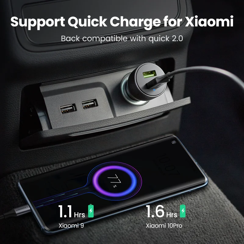 UGREEN Car Charger,Fast Charger for Redmi Note 10，USB Charger for Xiaomi iPhone，Quick 3.0 Charge for Samsung，QC3.0 Phone Charger