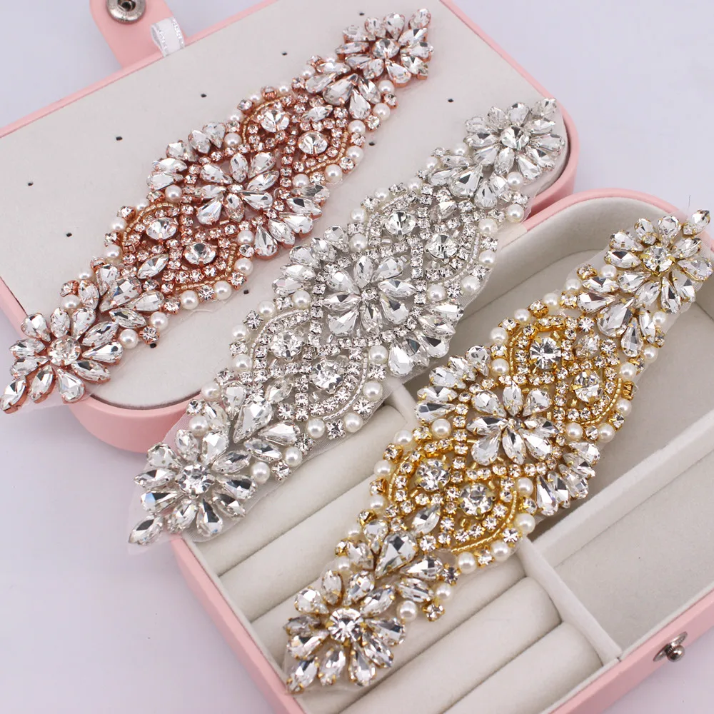 1 Pcs Gold Rhinestone Applicaties Voor Wedding Riem Schoenen Jasje Sieraden Diy Naaien Op Strass Applicaties Bridal Accessoires