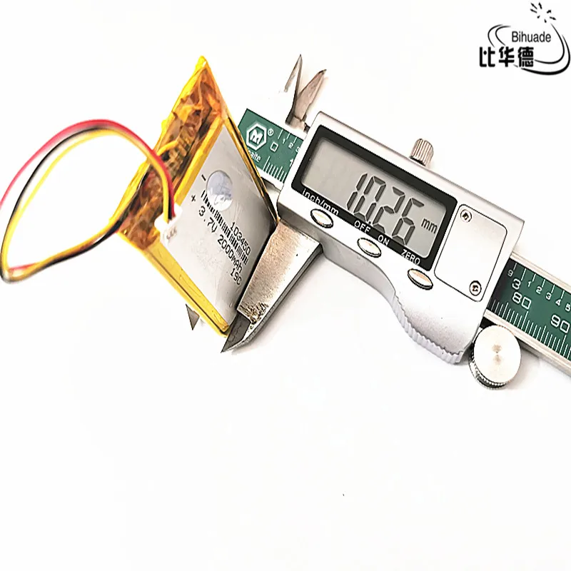 JST – batterie lithium 1.0 V, 3.7mm, 3 broches, bonne qualité, 103450 mAh, pour phare, navigateur GPS, polymère général, 2000