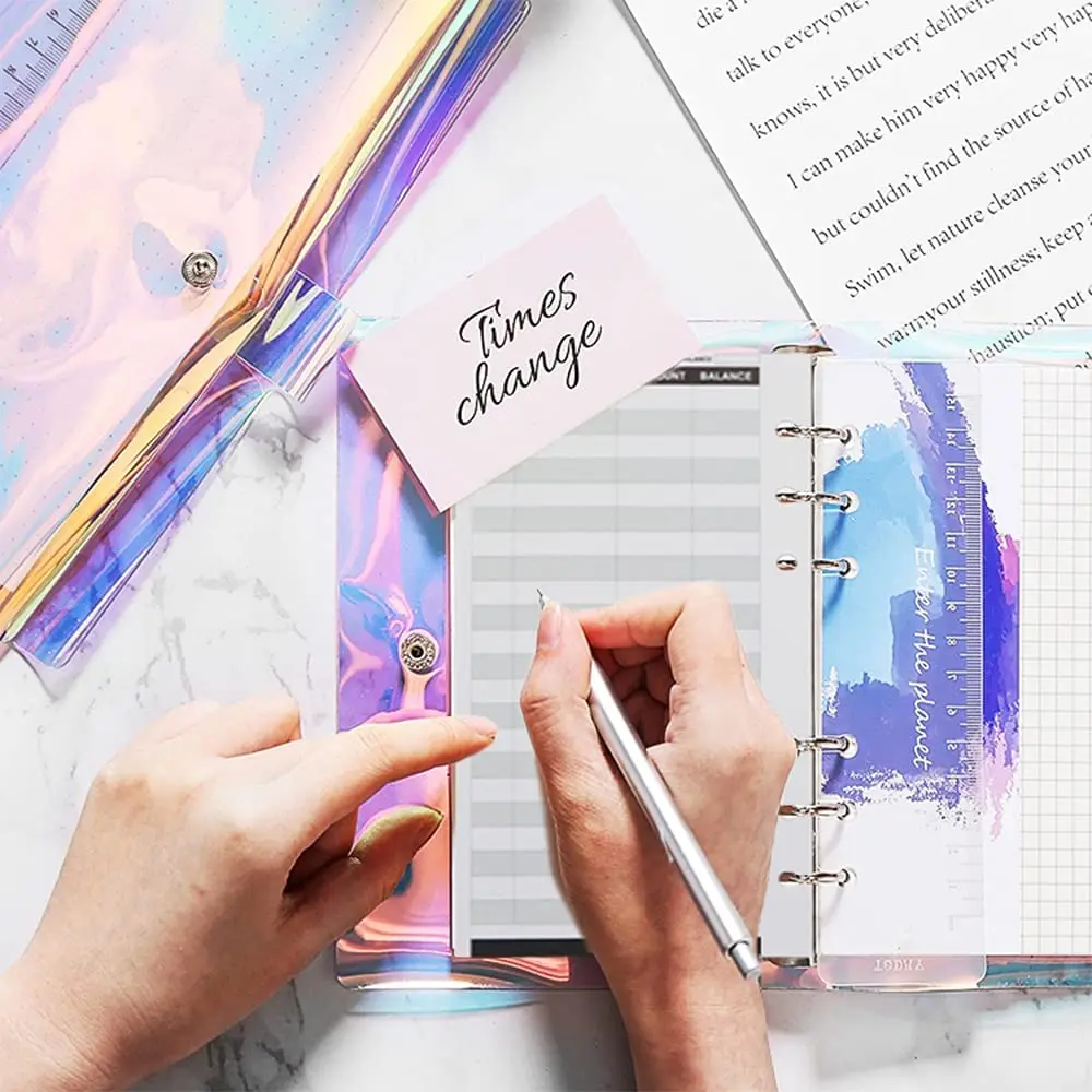 A6 PVC Waterproof Binder Cover, Budget Cash Envelopes System with 12 Zipper Pockets,12 Colorful Budget Sheets ,16 Labels Sticker