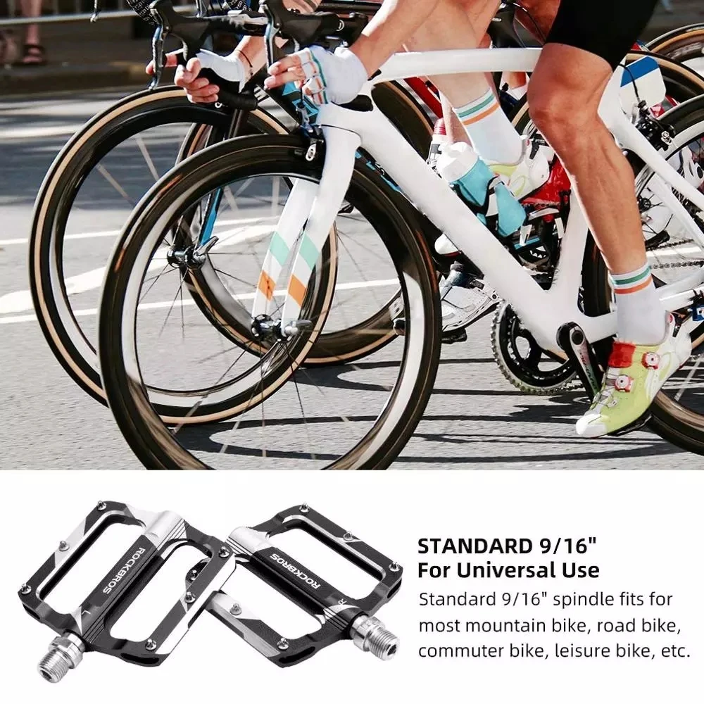 ROCKBROS Bike Pedals Ultralight Effortless Aluminum Alloy Bearing Cycling Pedals Widen Non-slip Stable Firm Bicycle Accessories
