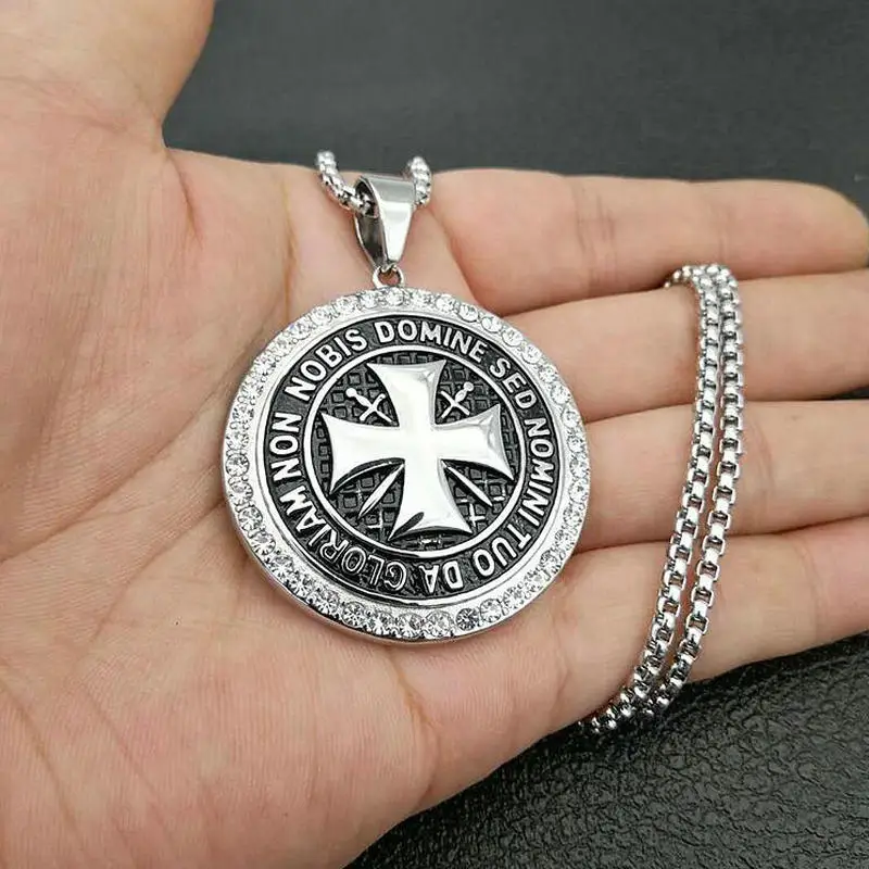 Men\'s Knights Templar Pendant Cross Sword And Shield 316 Stainless Steel Jewelry
