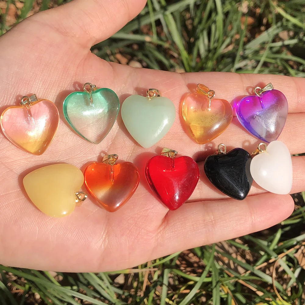 10pc Gradient Czech Lampwork Crystal Glass Heart Beads Charms pendant DIY Handmade jewelry making Necklaces earrings accessories