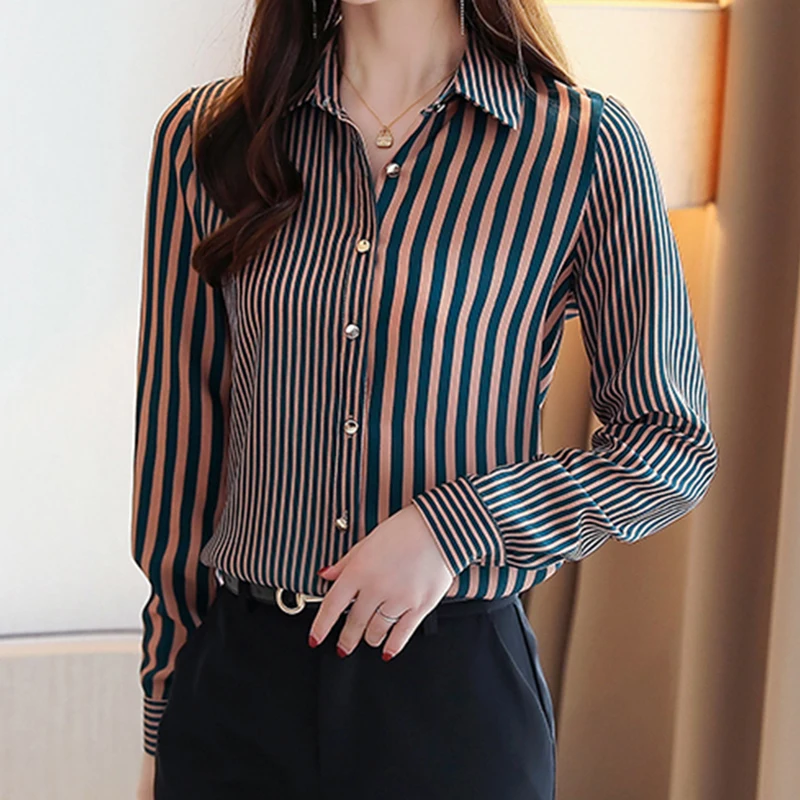 Fashion print ladies shirts Women\'s Blouses 2021 Spring Autumn Long Sleeve Shirts Tops Blusas Mujer