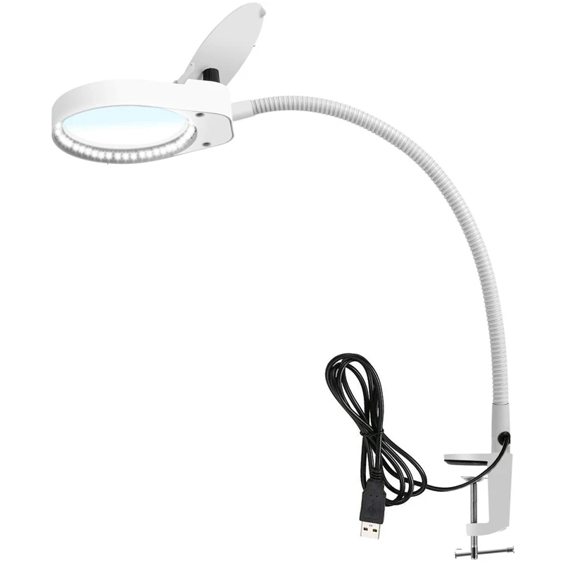 

Illuminating Magnifier High Magnification 8X 15X Magnifying Glass with Led Lights Table Clamp Lamp white