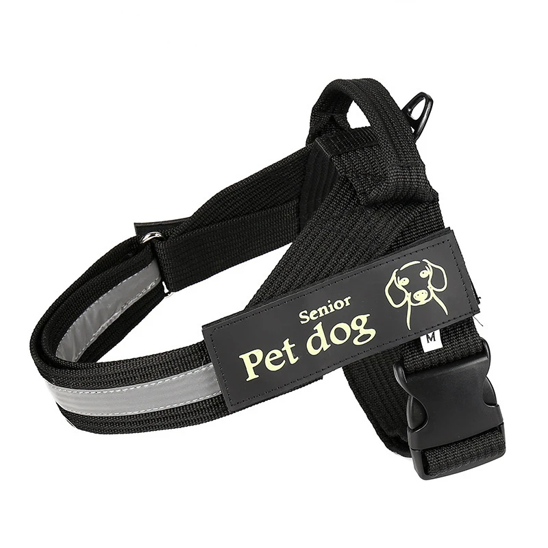 Black Red Blue Light Weight Reflective Pet Dog Harness With Letter Stickers No Pull Adjustable Nylon Harness For Large Dogs image 6
