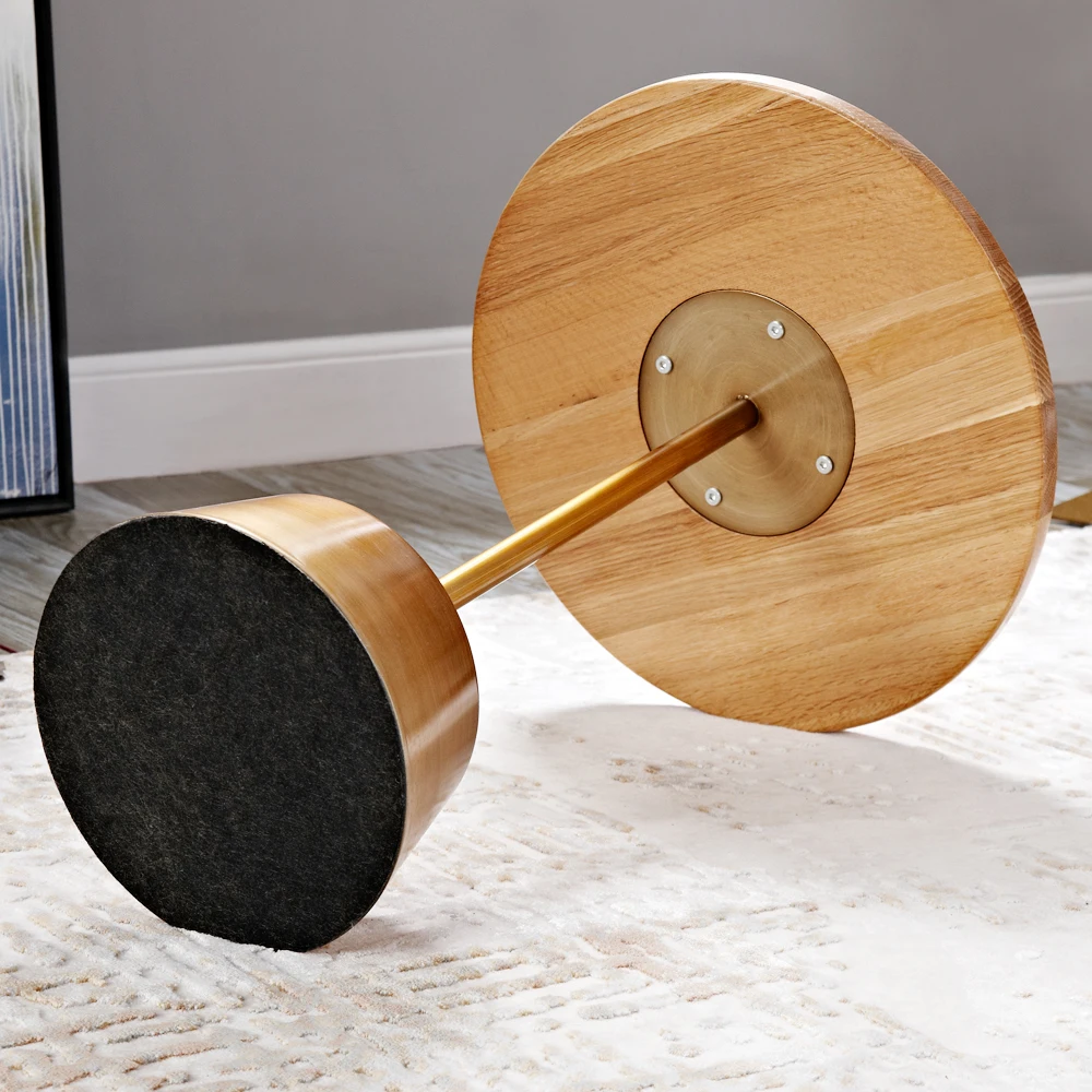 Mesa de centro de madera maciza de roble, muebles pequeños, sencilla y redonda, para ocio