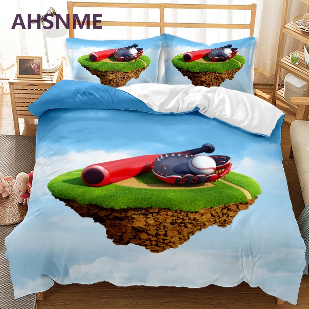 AHSNME 3D American baseball Bedding Set Print Quilt Cover for King Queen Size Market can be customized pattern bedding