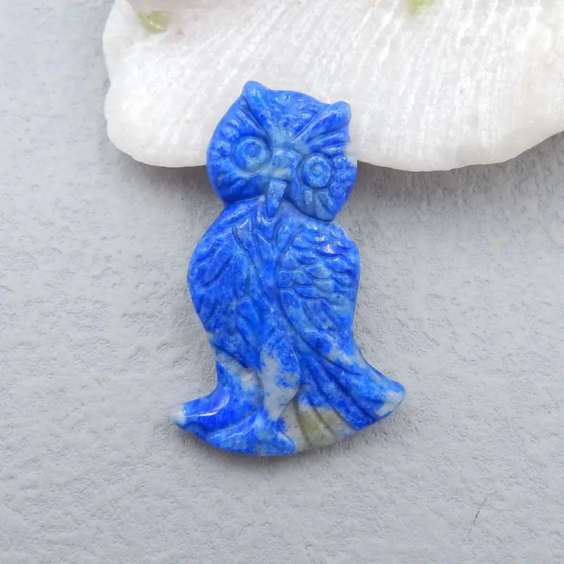 

Natural Stone Carved Owl Lapis Lazuli Cabochon 49x31x7mm 16.5g Beauty Jewelry Animal Pendant Necklace Accessory