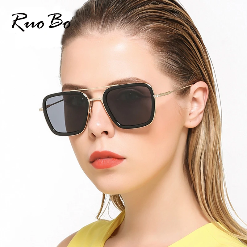 

RUOBO Brand Classic Big Metal Frame Sun Glasses For Men Women Gradient Lens Driving Fishing Sunglasses Goggle UV400 Gafas De Sol